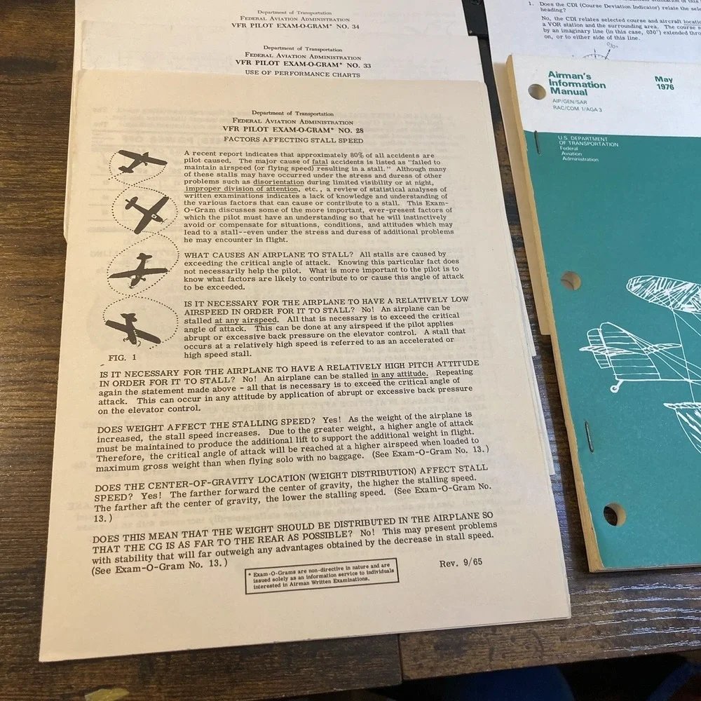 FAA VTG VFR IDR Exam-O-Grams and Airman's Manual 1960s / 1970s Lot ATC Procedure